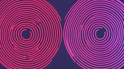 Wall Mural - abstract swirling pink and red circles on dark background. great for tech, music, or design projects