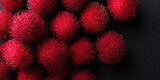 Texture of the many red rambutan fruit, natural background