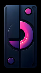 Wall Mural - abstract geometric art design, vibrant pink and purple circles and shapes on dark background, ideal 