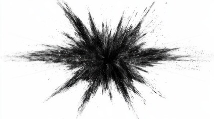 Wall Mural - abstract black ink splatter explosion on white background.