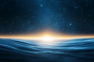 Poster - A glowing blue energy orb hovers in dark, star-filled space, surrounded by faint plasma waves and cosmic light trails, illustrating themes of advanced technology