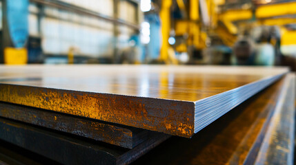 Aufkleber - Polished metal sheet in industrial workshop setting Generative AI