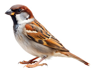 Wall Mural - female house sparrow isolated on white