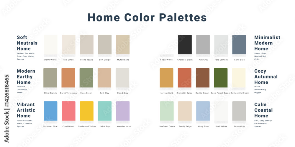 Home Color Palettes: Interior Design Schemes for Modern Living With ...