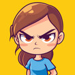 © Illahstd - angry girl mascot cute cartoon no details solid background bright