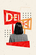 © deagreez - Vertical art 3d creative image collage of anonym business girl stand back picket demonstration dei acceptance rights problem