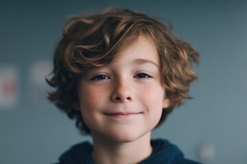 Wall Mural - child smiling in front of blurred background capturing essence of teamwork