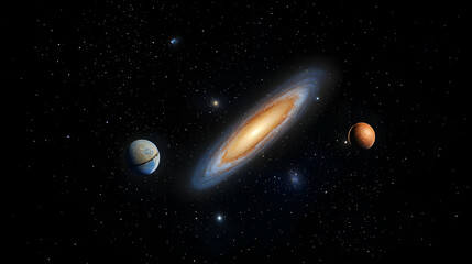 Wall Mural - Pixel Art Galaxy With Planets In Space