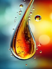 Fototapete - Magnified Oil Drop Revealing Intricate Details in a Vibrant Scientific Exploration of Fluid Dynamics and Light Reflections