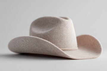 Wall Mural - lone cowboy hat sits prominently against stark white background