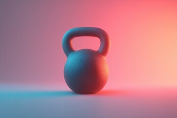 Wall Mural - lone kettlebell rests on vibrant neon background