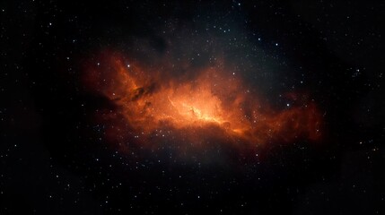 Wall Mural - fiery orange nebula dark space scattered stars cosmic wonder abstract art celestial bodies interstel