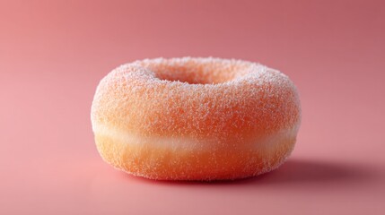 Wall Mural - single glazed donut on smooth solid pastel background with ample copy space