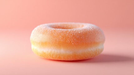 Wall Mural - single glazed donut on smooth solid pastel background with ample copy space