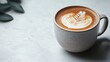 © Chandlerlikes - A coffee mug with latte art isolated on a pure white background, realistic lighting and shadow, ideal for cut-out and compositing