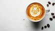 © Chandlerlikes - A coffee mug with latte art isolated on a pure white background, realistic lighting and shadow, ideal for cut-out and compositing