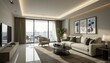 © AiShop - Showcase elegant living room with modern style and city view in bright natural light with quality furniture. Condo idea creative