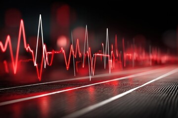 Leinwandbilder - Heartbeat Line Transforms Into a Running Track Representing Fitness and Health in a Dynamic Visual Concept