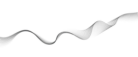 Leinwandbilder - Flowing Dot Wave halftone gradient pattern on transparent background	