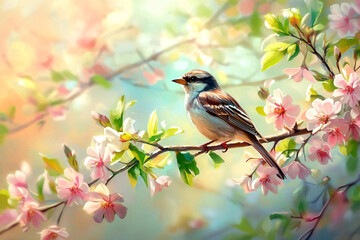 Naklejka na meble a bird sitting on a branch of a tree