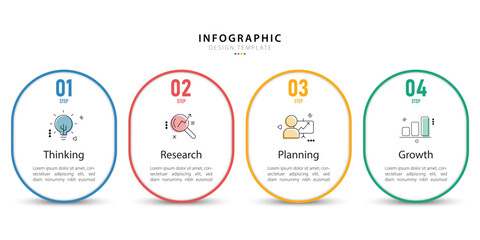 Poster - timeline infographic template. 4 step timeline journey, calendar flat simple infographics design tem