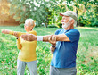 © Lumos sp - outdoor senior fitness woman man lifestyle active sport exercise healthy fit retirement stretching elderly couple training class training vitality workout relaxation