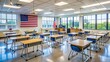 © Сергей - empty classroom in a typical american school. end of classes. empty classroom at school. end of lessons. interior in a school classroom