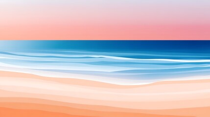 Wall Mural - Pink Sunset Beach Seascape. (2)