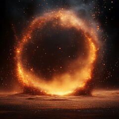 Wall Mural - A Glowing Circular Portal Emerging From a Dark Cosmic Landscape