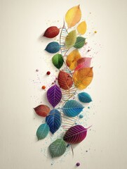 Poster - Multicolored DNA Strand Created From Leaves and Sparkles Representing Wellness and Vitality in a Vibrant Display of Nature