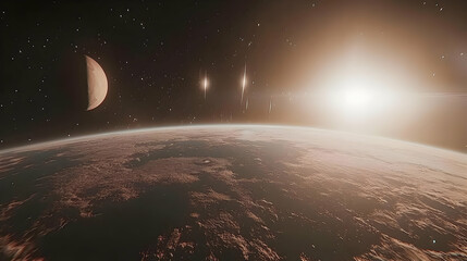 Wall Mural - Sunrise Over Alien Planet From Space