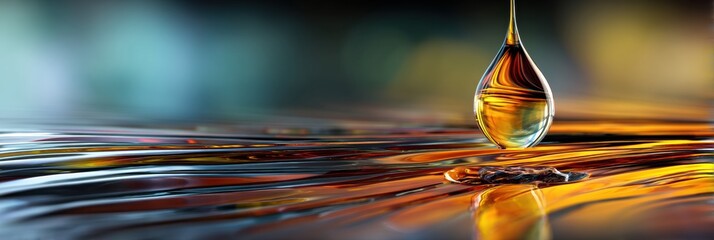 Aufkleber - Magnified View of an Oil Drop Reflects Intricate Patterns and Colors Under Microscope