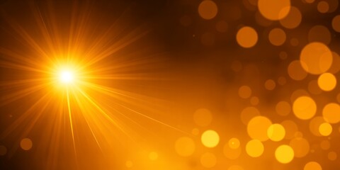 Bright light shining with bokeh effect on a gradient orange and brown abstract background