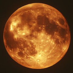 Wall Mural - A Beautiful Bright And Glowing Orange Full Moon In Space