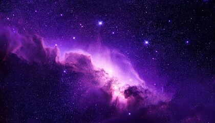 Wall Mural - cosmic background with a bright purple nebula and the glitter of stars