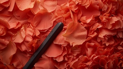 Poster - Peony petals adorned with dew drops and glistening spiderwebs create a rich texture, inviting a fresh and vibrant atmoshpere, perfect for floral design