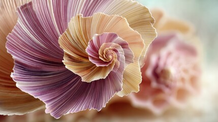 Leinwandbilder - Stunning Macro View of Seashell Spiral Structure Showcasing Soft Pastel Shades With Intricate Details