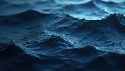 Leinwandbilder - Abstract dark blue water surface texture. Ocean waves background. Deep blue sea water creates relaxing mood. Great for backgrounds, design templates, wallpaper, presentations, digital art.