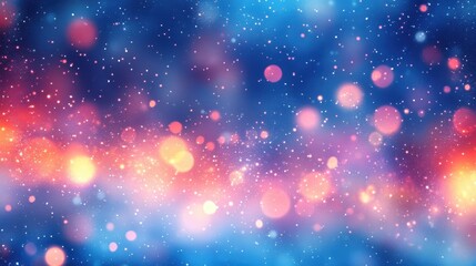 Vibrant abstract light bokeh on blue background with sparkling effects