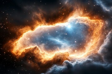 Wall Mural - large orange and blue cloud in the sky