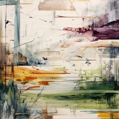 Leinwandbilder - Colorful Abstract Landscape Artwork Depicting a Harmonious Blend of Nature and Emotion in an Artistic Expression of Various Hues and Textures