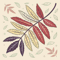 Naklejka na meble Autumn Branch Illustration: Elegant Fall Leaves in Red.