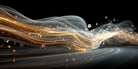 Wall Mural - fluid abstract design with organic swirling shapes and glowing light trails for digital art, brigh