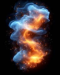 Wall Mural - A vibrant and glowing nebula of blue and orange light