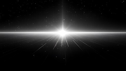 Wall Mural - A bright light shining from a dark space landscape horizon