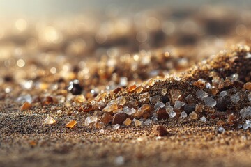 Poster - Exploring Intricate Textures of Sand Grains Illuminated by Warm Morning Light in Soft Focus