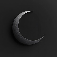 Wall Mural - A dark metallic textured crescent moon against a black background