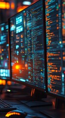 Computer Monitors Displaying Programming Code