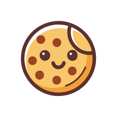 Poster - Delightful cartoon cookie character with a smiling face and chocolate chips in a cheerful and colorful style