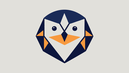 Poster - Stylized penguin logo design featuring geometric shapes and a minimalistic approach for branding, marketing, or educational purposes